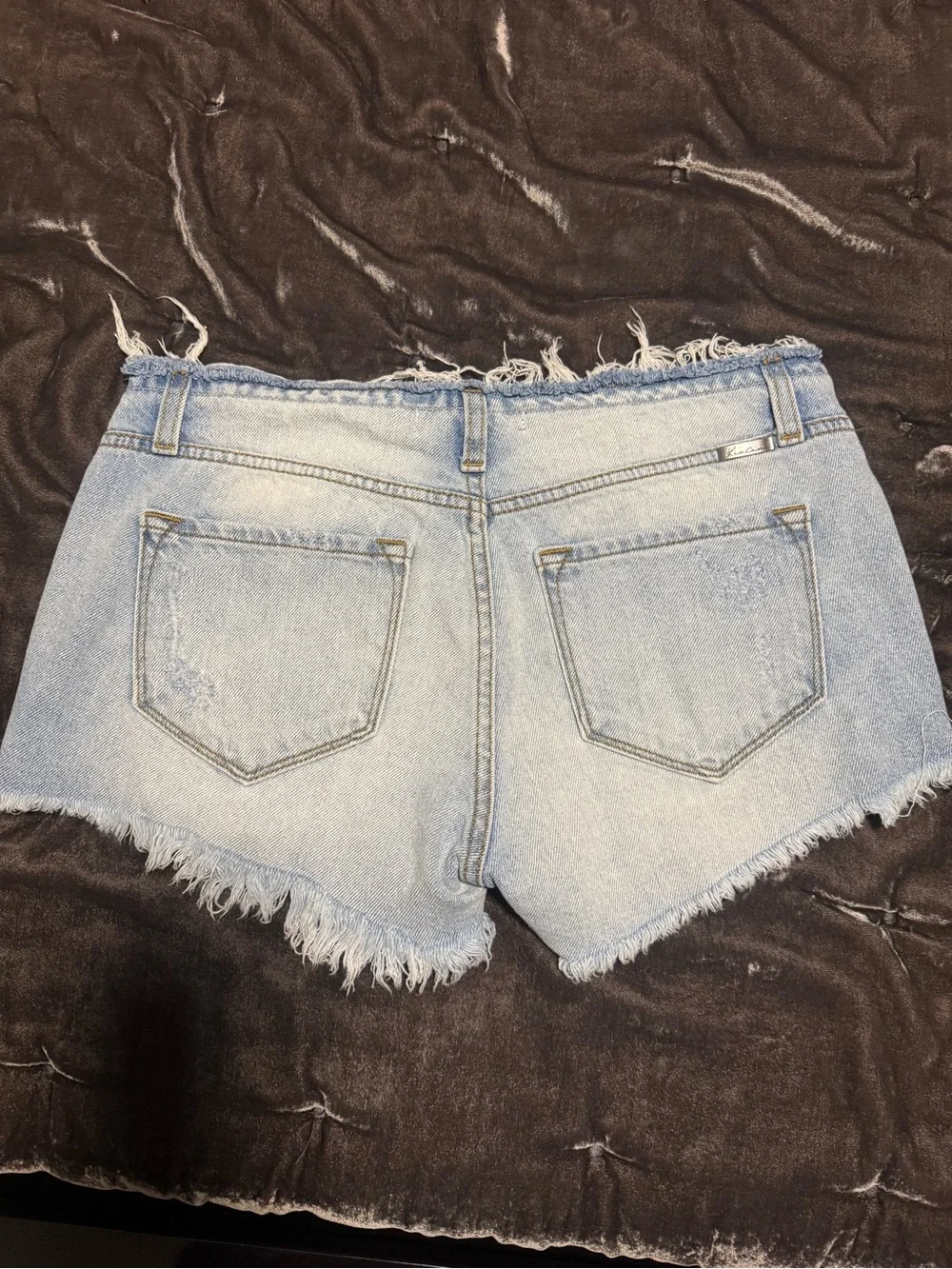 Kancan Light Blue Distressed Denim Shorts